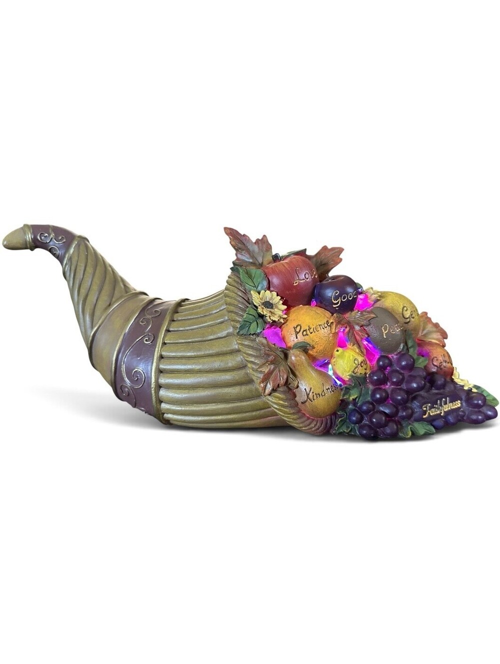 Collections Etc Lighted Thanksgiving Cornucopia Harvest Fruit Faithfulness 2012